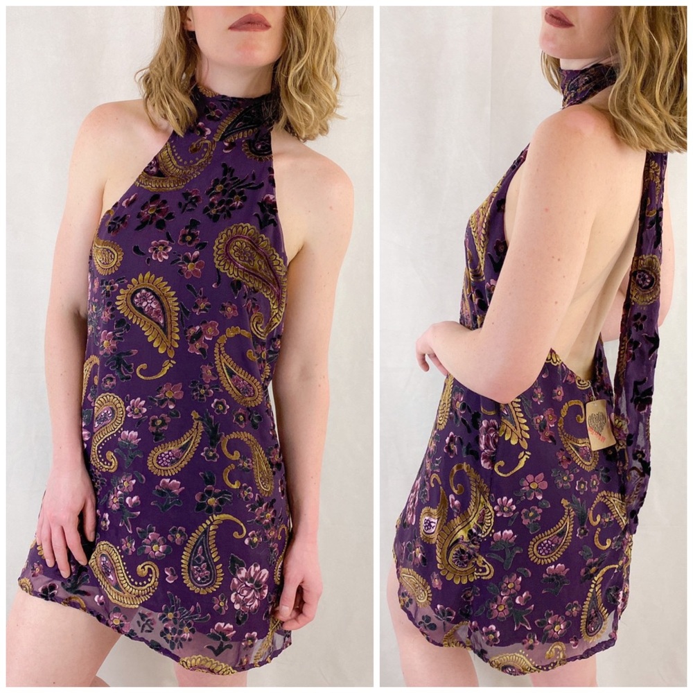 American Threads | Velvet Paisley Halter Dress